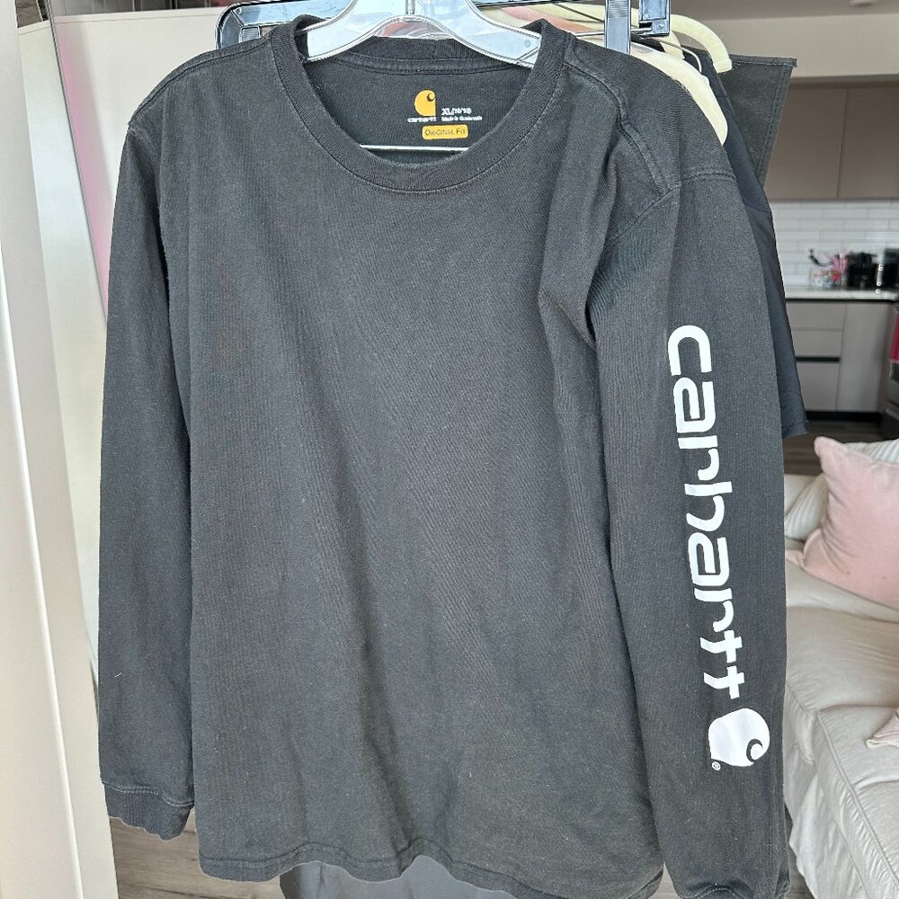 Men's Black Vintage Carhartt Long Sleeve Black T-Shirt